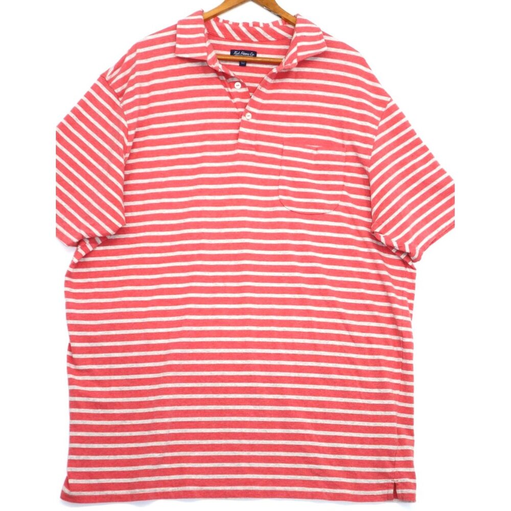 Fish Hippie Co. Polo Collection XXL Mens Red & White Striped Golf Polo Shirt